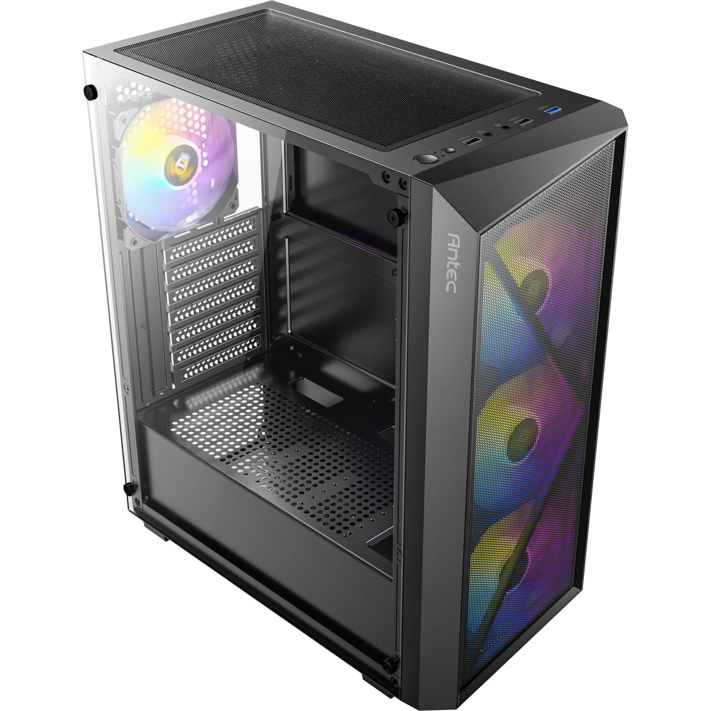 Antec ax67 argb midi tower behuizing (zwart | 3x usb-a | tempered glass)