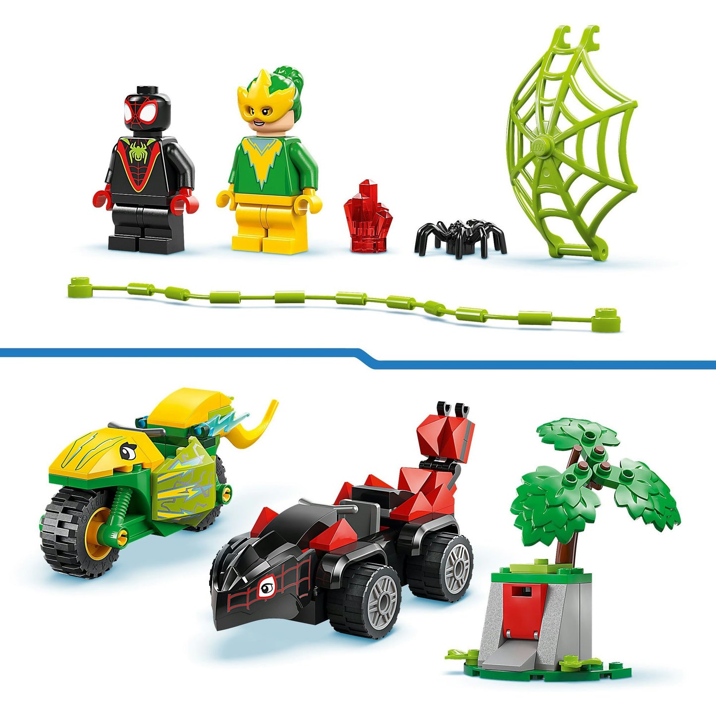 LEGO spidey 11198 spin en electro achtervolging met dinosaurusvoertuigen