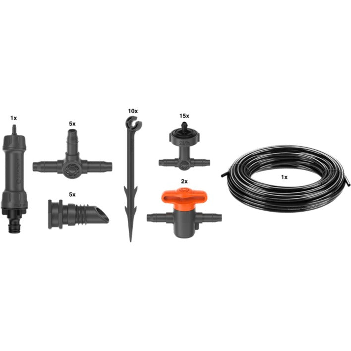 GARDENA micro-drip-bewatering balkon set (15 planten) druppelaar (zwart grijs)