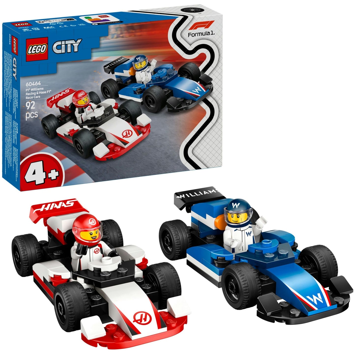 LEGO city 60464 f1 williams racing en haas f1 racewagens