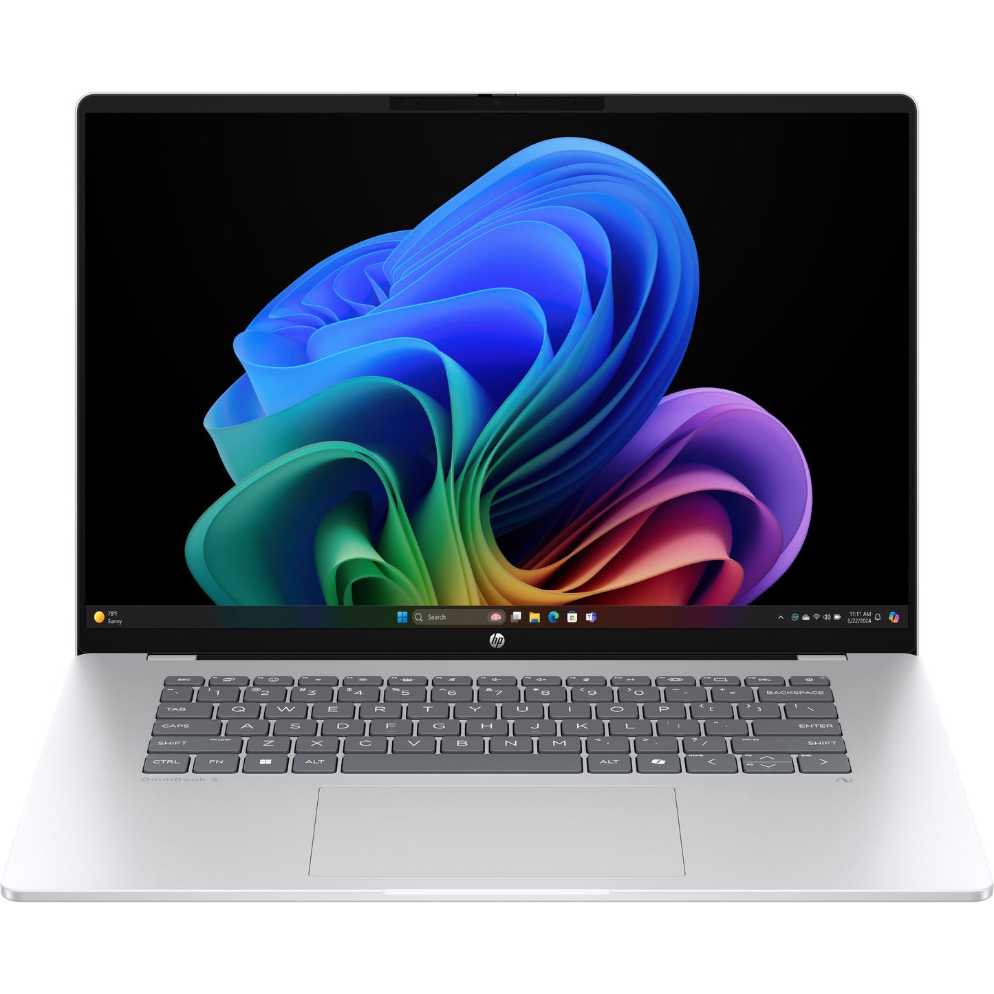 HP omnibook 5 16-bf0001nd (c0lg5ea) 16 copilot+ laptop (zilver | snapdragon x1-26-100 | qualcomm adreno gpu | 16 gb | 512 gb ssd)