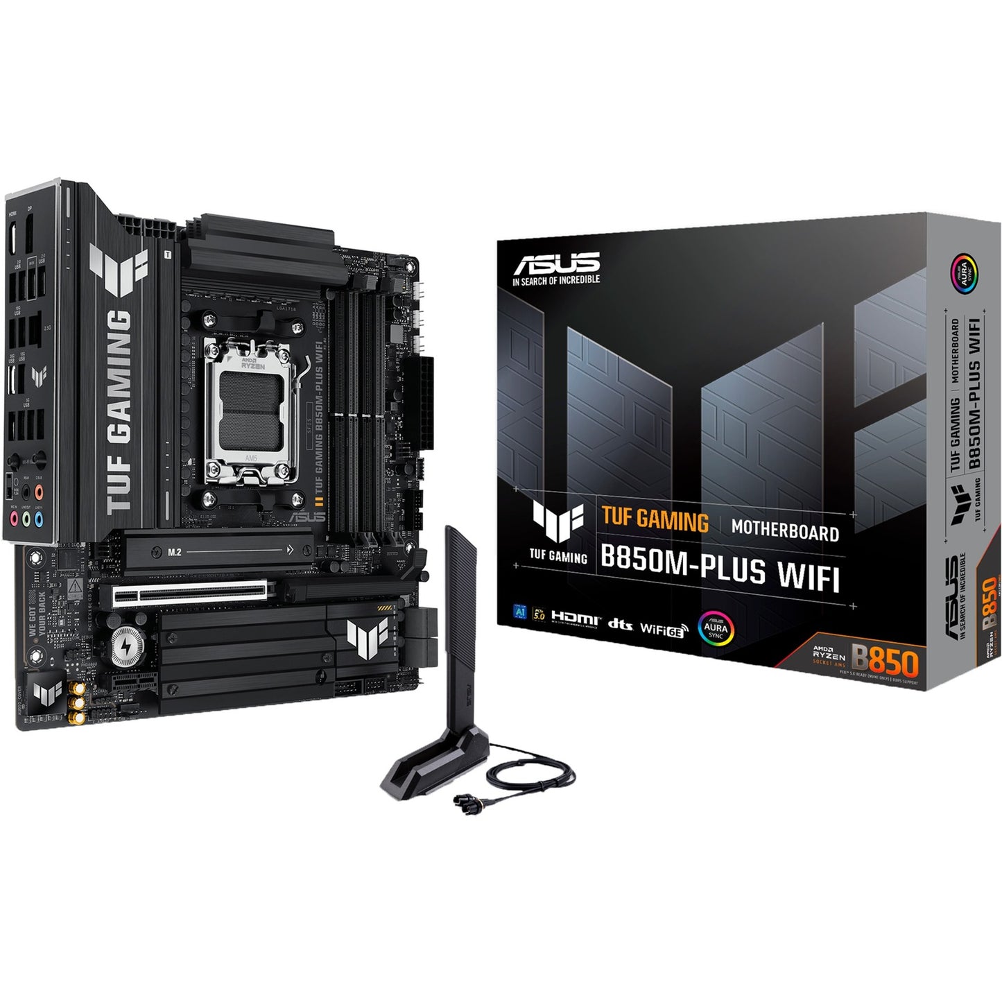 ASUS tuf gaming b850m-plus wifi socket am5 moederbord (2.5gb-lan, wi-fi 6e, bt, sound, µatx)