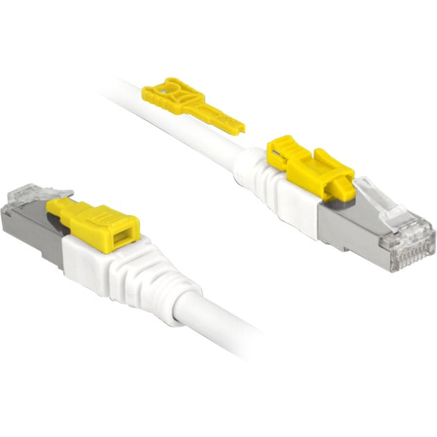 DeLOCK patchkabel s stp, rj-45 secure met cat.6a (wit, 85330, 0,5 meter)