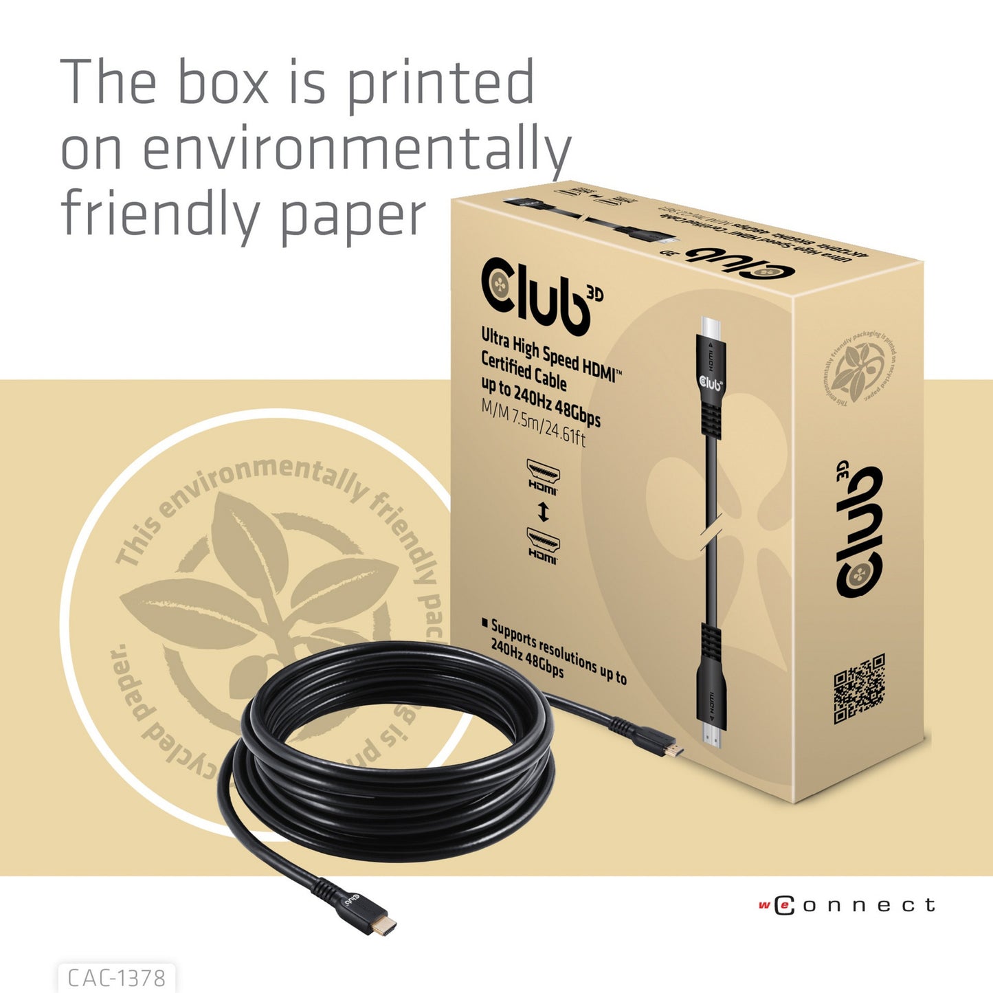 Club 3D ultra high speed hdmi 2.1 gecertificeerde kabel male-male (zwart, 7,5 meter, 4k 240hz, 8k 60hz, 48gbps)