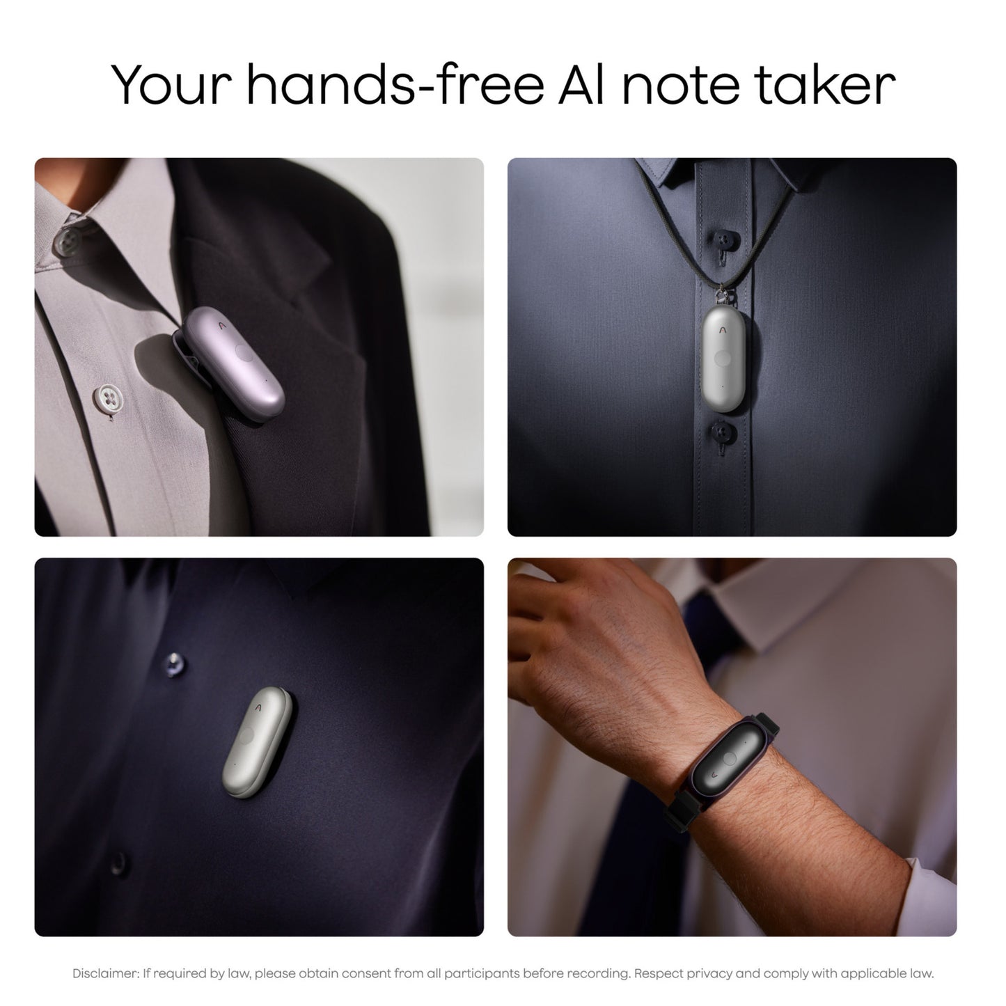 Plaud NotePin S dicteerapparaat (Paars, 64 GB, Bluetooth 5.2 BLE (Bluetooth Low Energy) Wi-Fi)
