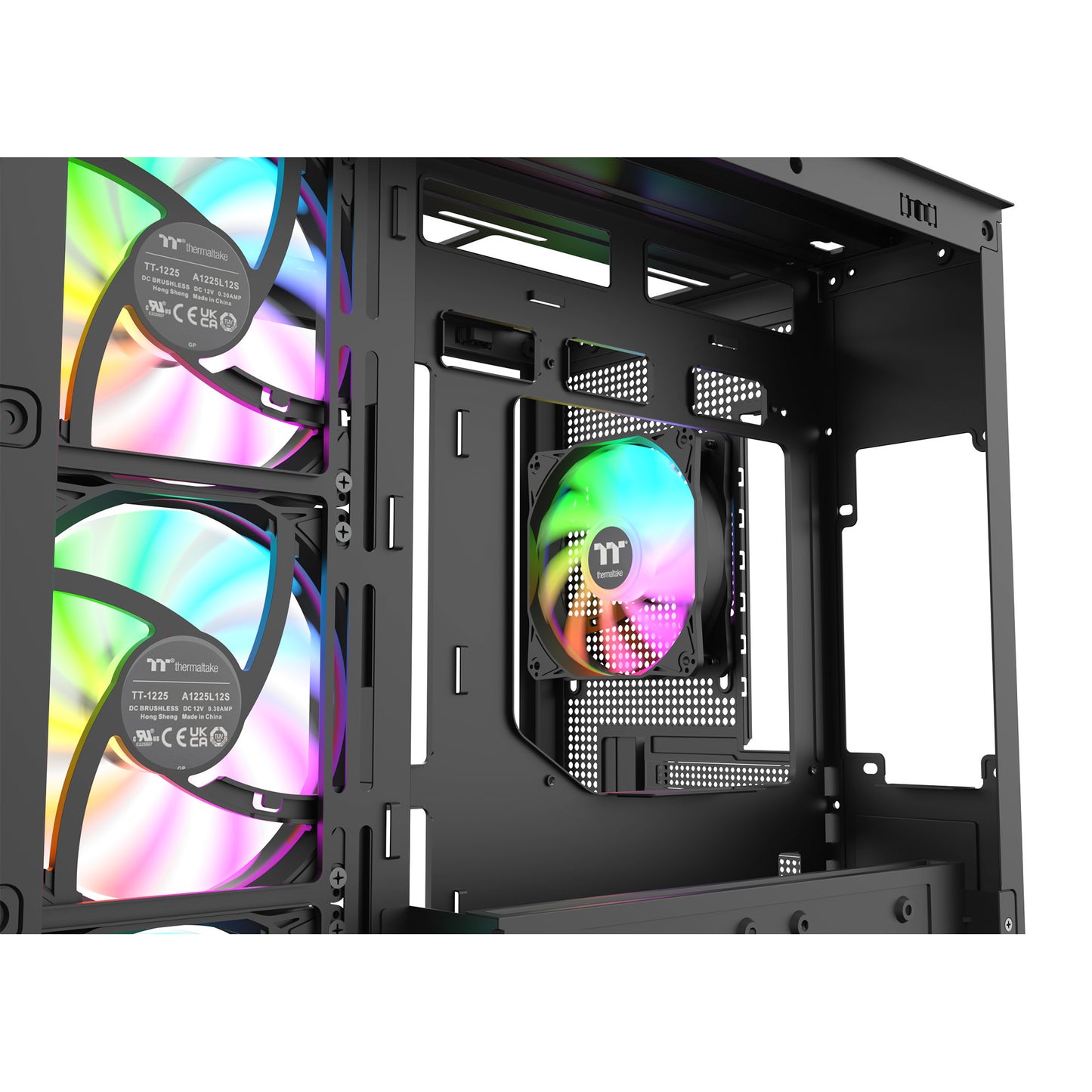 Thermaltake view 380 ws argb midi tower behuizing (zwart houtkleur | 2x usb-a | 1x usb-c | rgb | tempered glass)