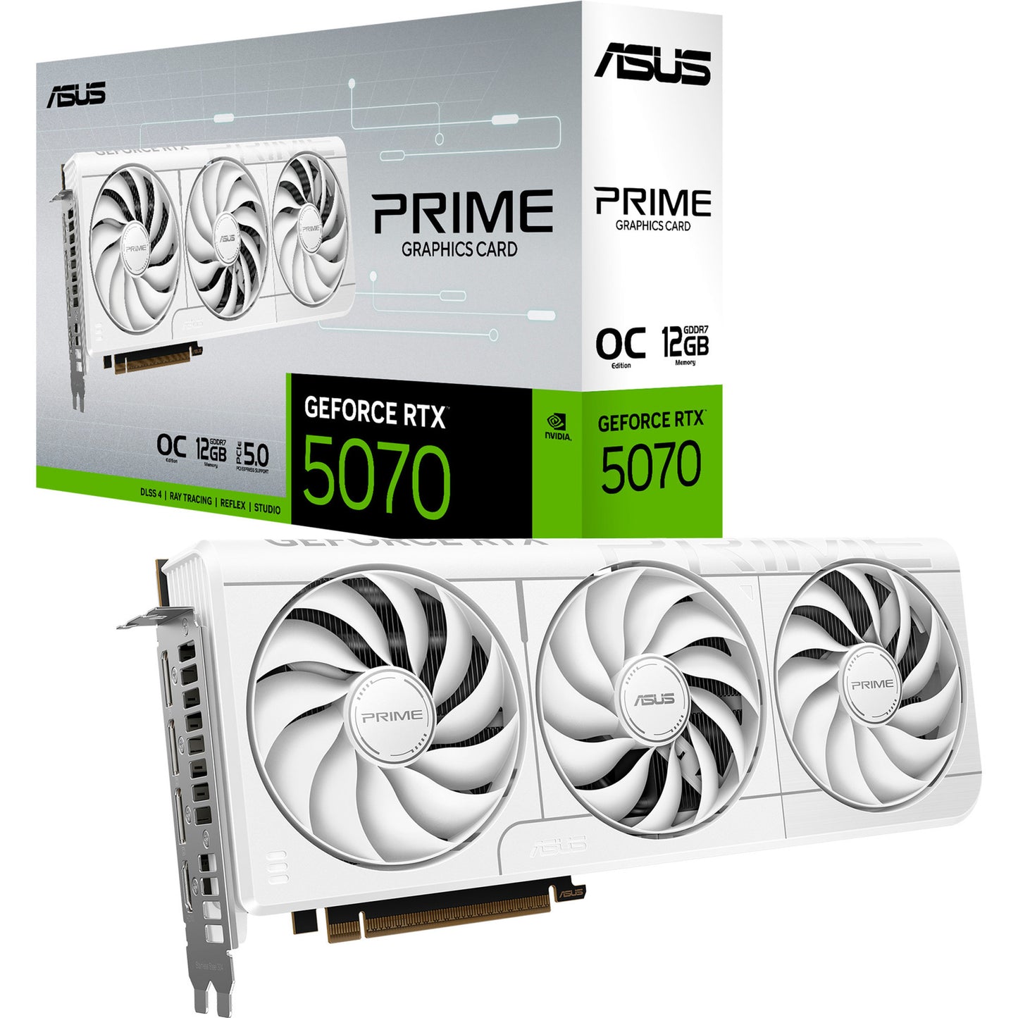 ASUS prime geforce rtx 5070 oc white grafische kaart (wit, 3x displayport, 2x hdmi, dlss 4)