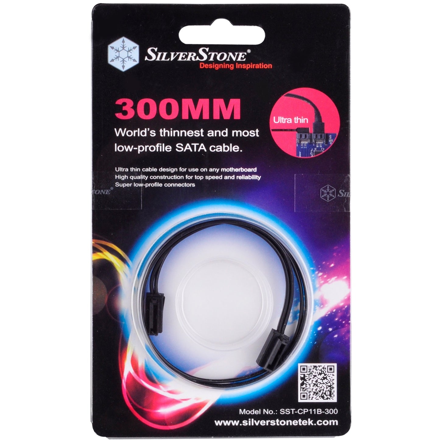 SilverStone sata iii kabel 30cm (zwart, 6gb s, low profile connector, cp11b-300)