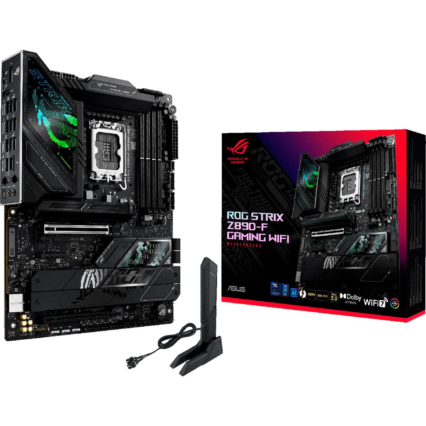 ASUS rog strix z890-f gaming wifi socket 1851 moederbord (zwart, raid, 2.5gb-lan, wi-fi 7, bt, sound, atx)