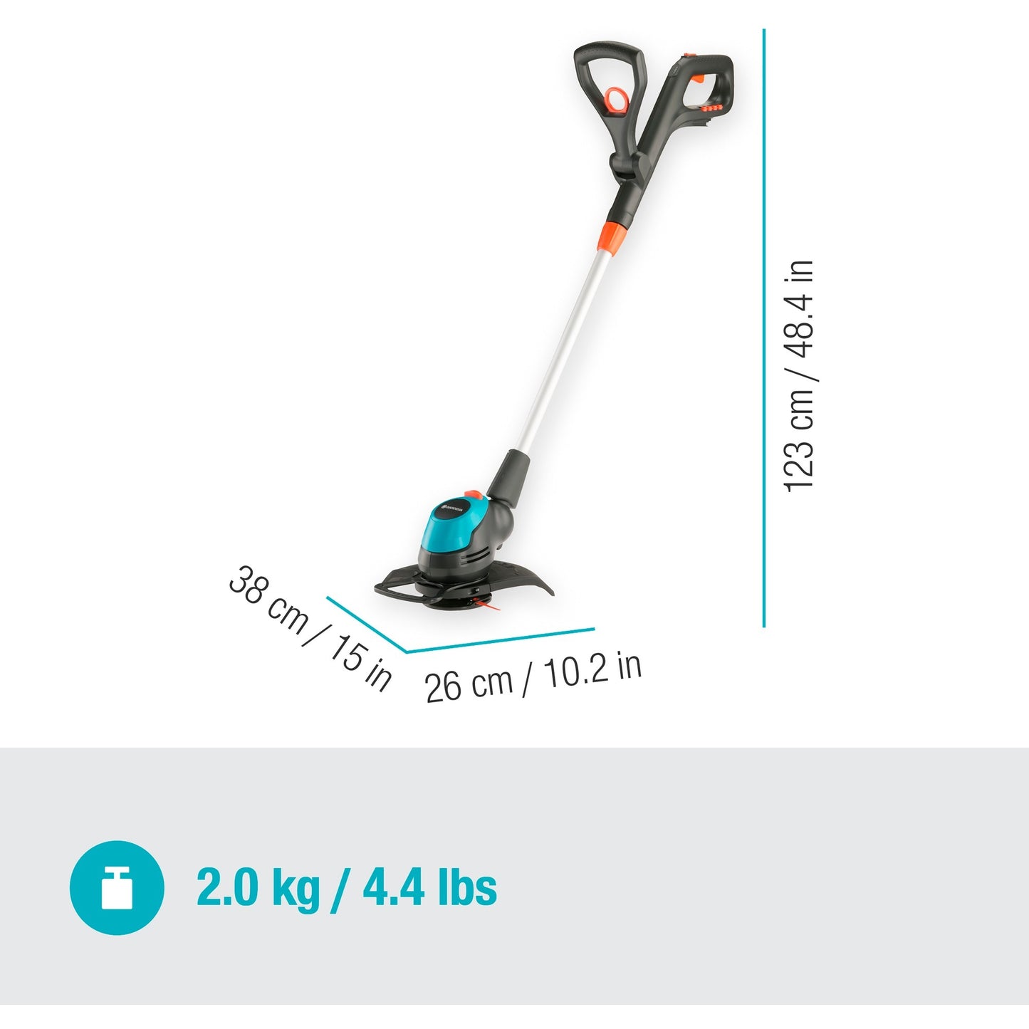 GARDENA easycut 23 18v p4a solo grastrimmer (grijs turquoise, 14700-55, accu niet inbegrepen)