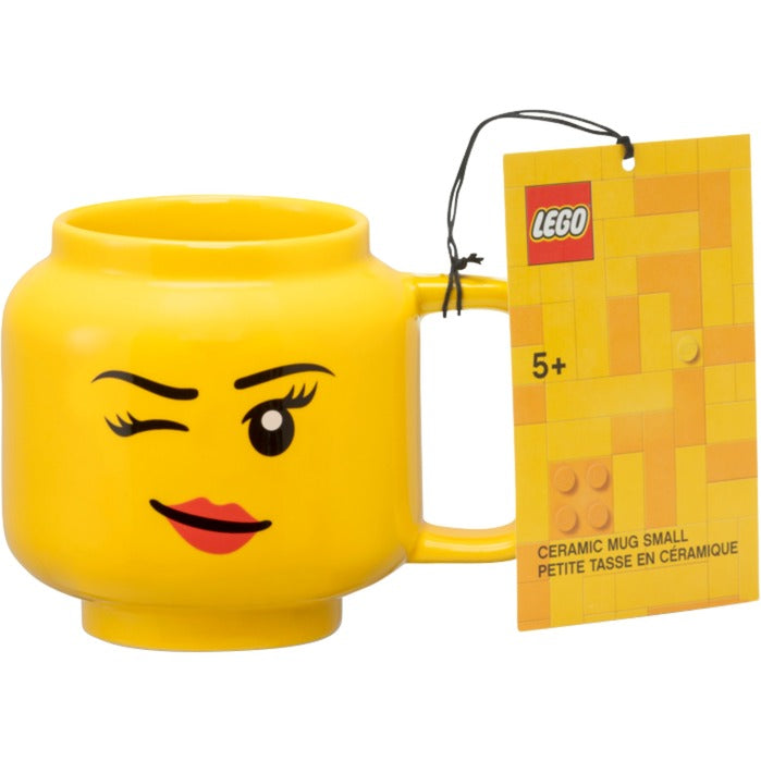 Room Copenhagen lego keramische mok - knipogend meisjeshoofd, klein (geel)