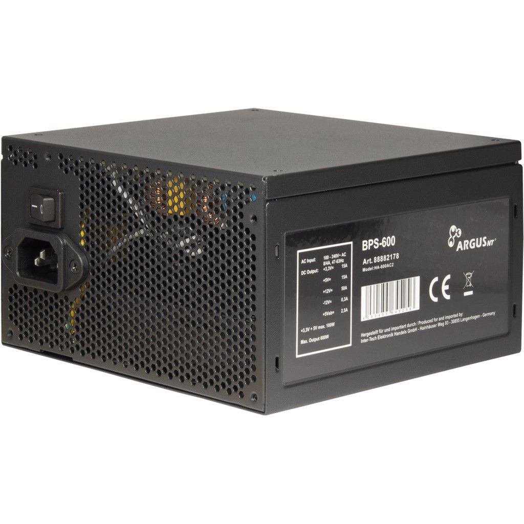 Inter-Tech argus bps-600 600 watt voeding (zwart, 4x pcie)