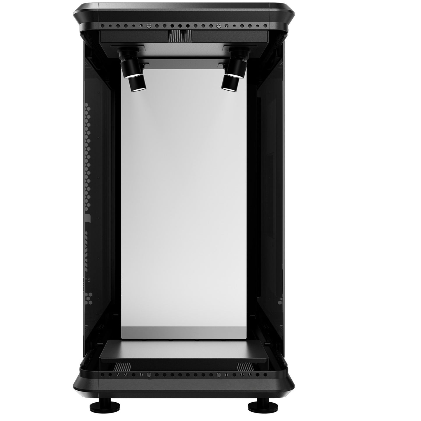 Cooler Master masterframe 360 panorama showcase behuizing (zwart | 2x usb-a | 1x usb-c | rgb | tempered glass)