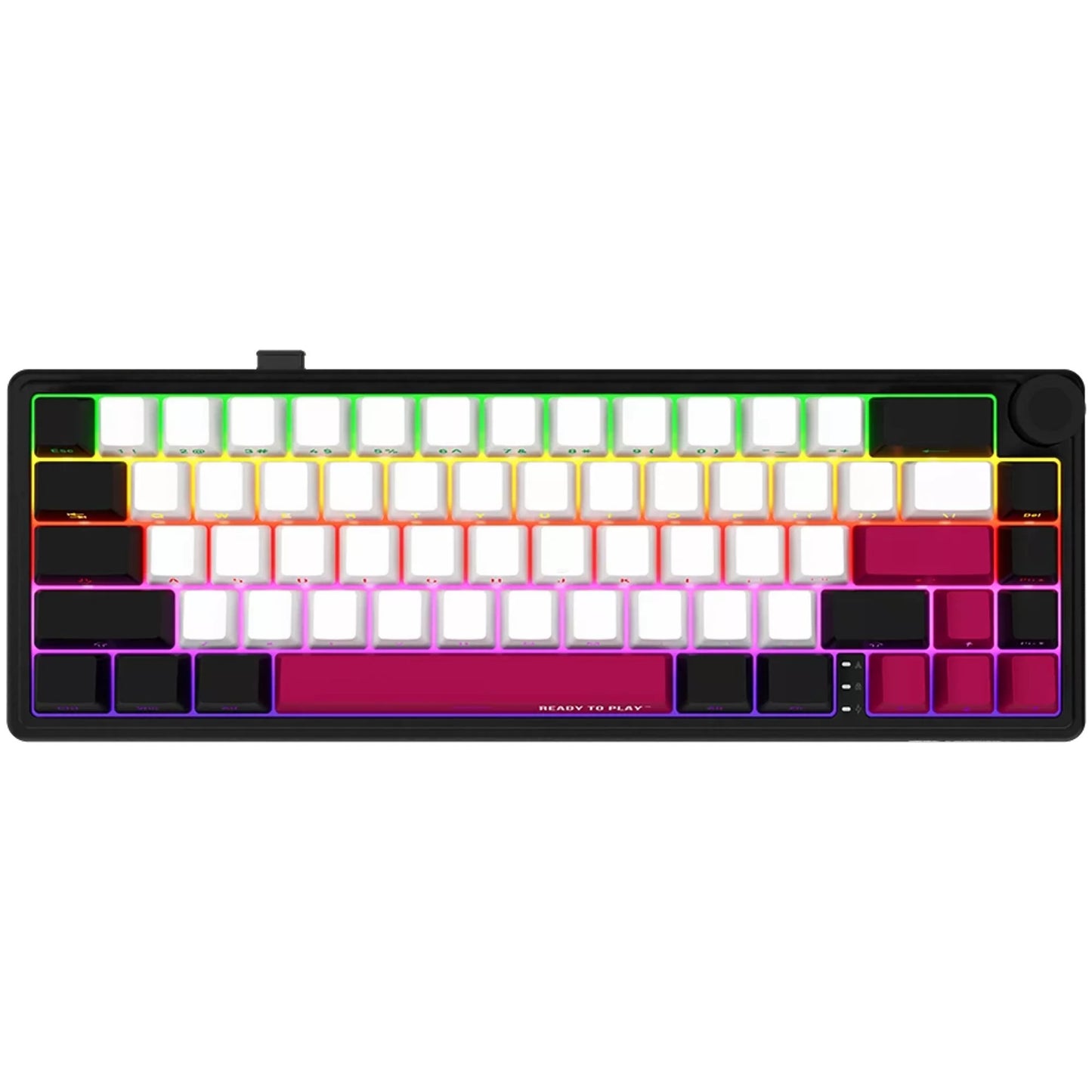 LORGAR kbp70mw rgb mechanisch gaming toetsenbord (zwart, us lay-out (qwerty), logar toxic purple, 65%, rgb, hot-swappable, pbt double-shot, bluetooth | 2.4ghz | usb)