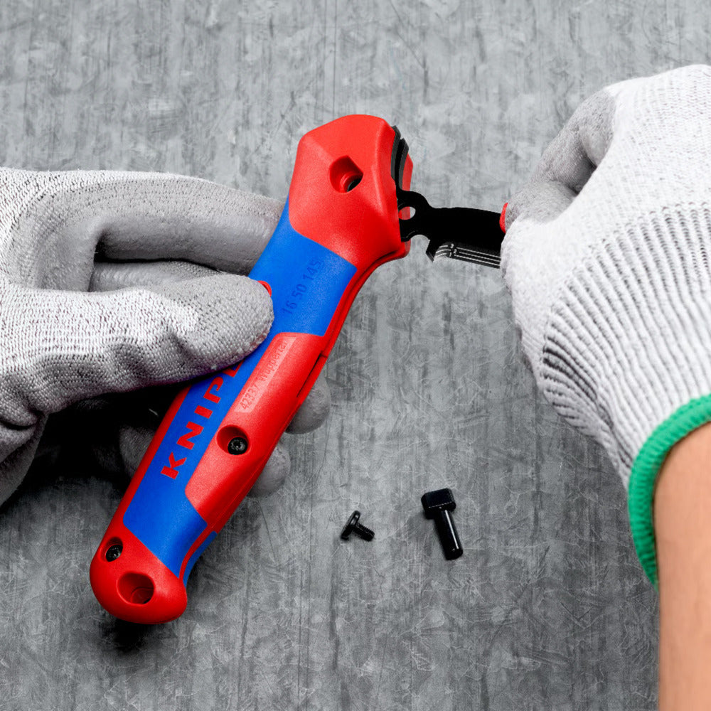 KNIPEX kabelmes, met glijschoen (rood blauw)