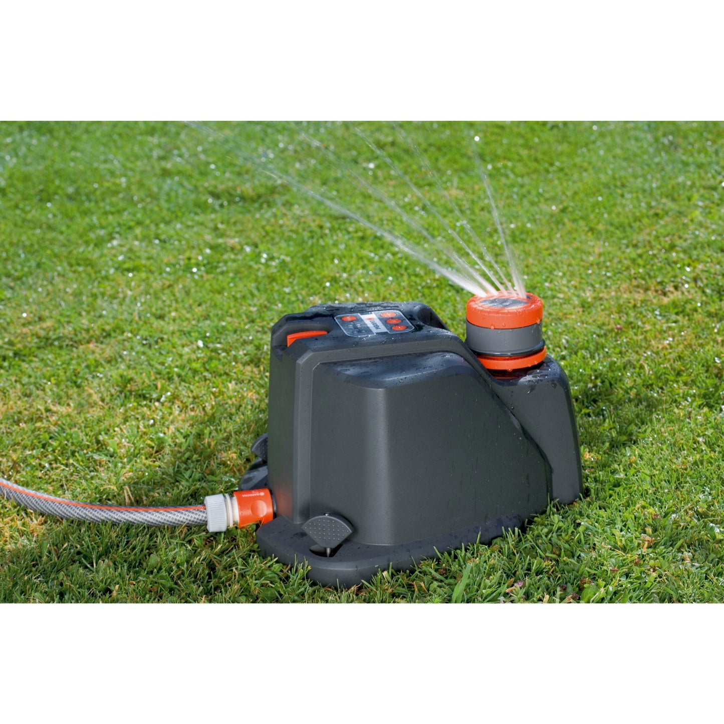 GARDENA comfort mobiele multi-instelbare sproeier aquacontour automatic bewateringsautomaat (grijs oranje, 8133-20)