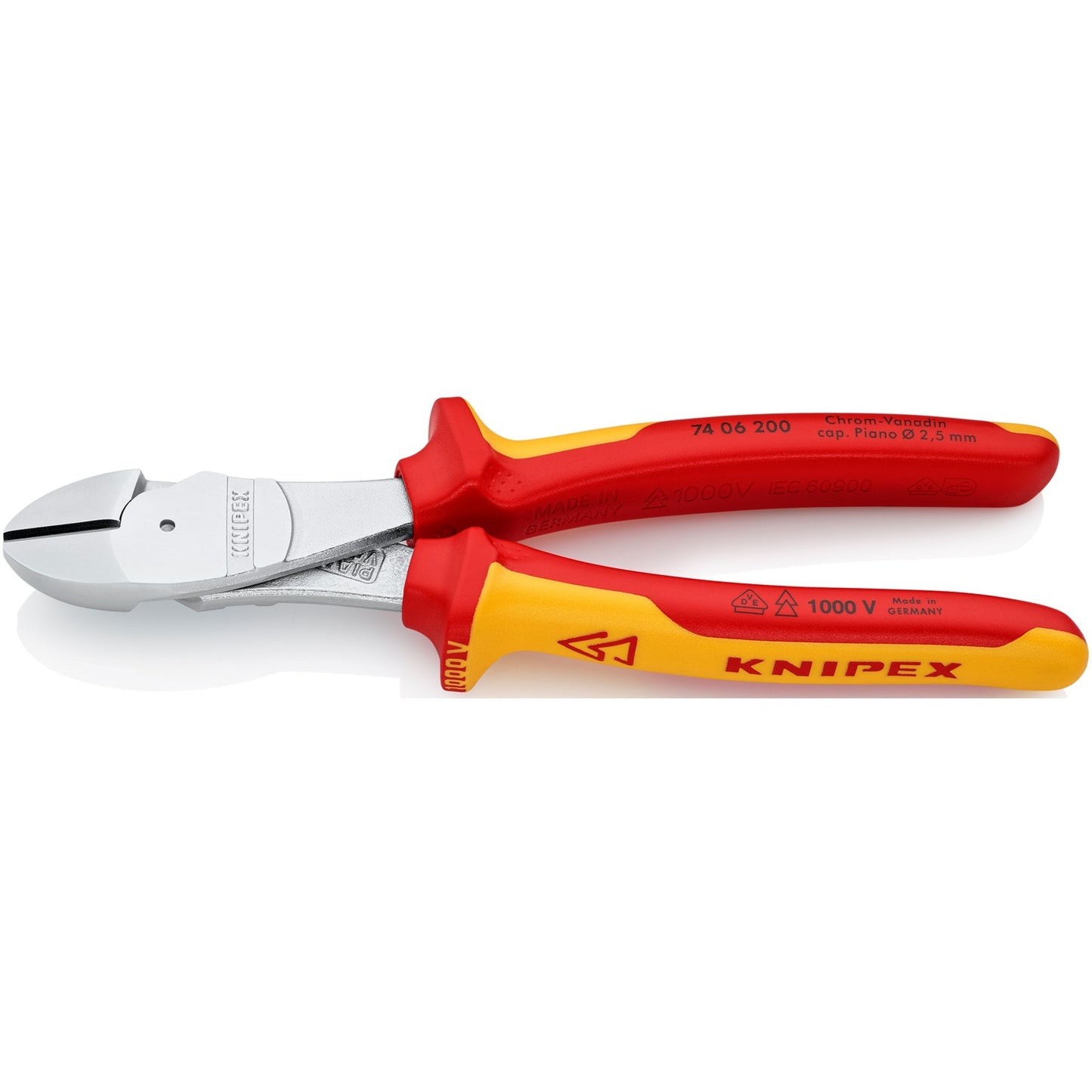 KNIPEX kracht-zijsnijtang vde 7406200 kniptang (rood geel)