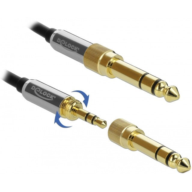 DeLOCK stereo jack 3,5 mm 3-pin male > female verlengkabel (zwart, 1 meter)