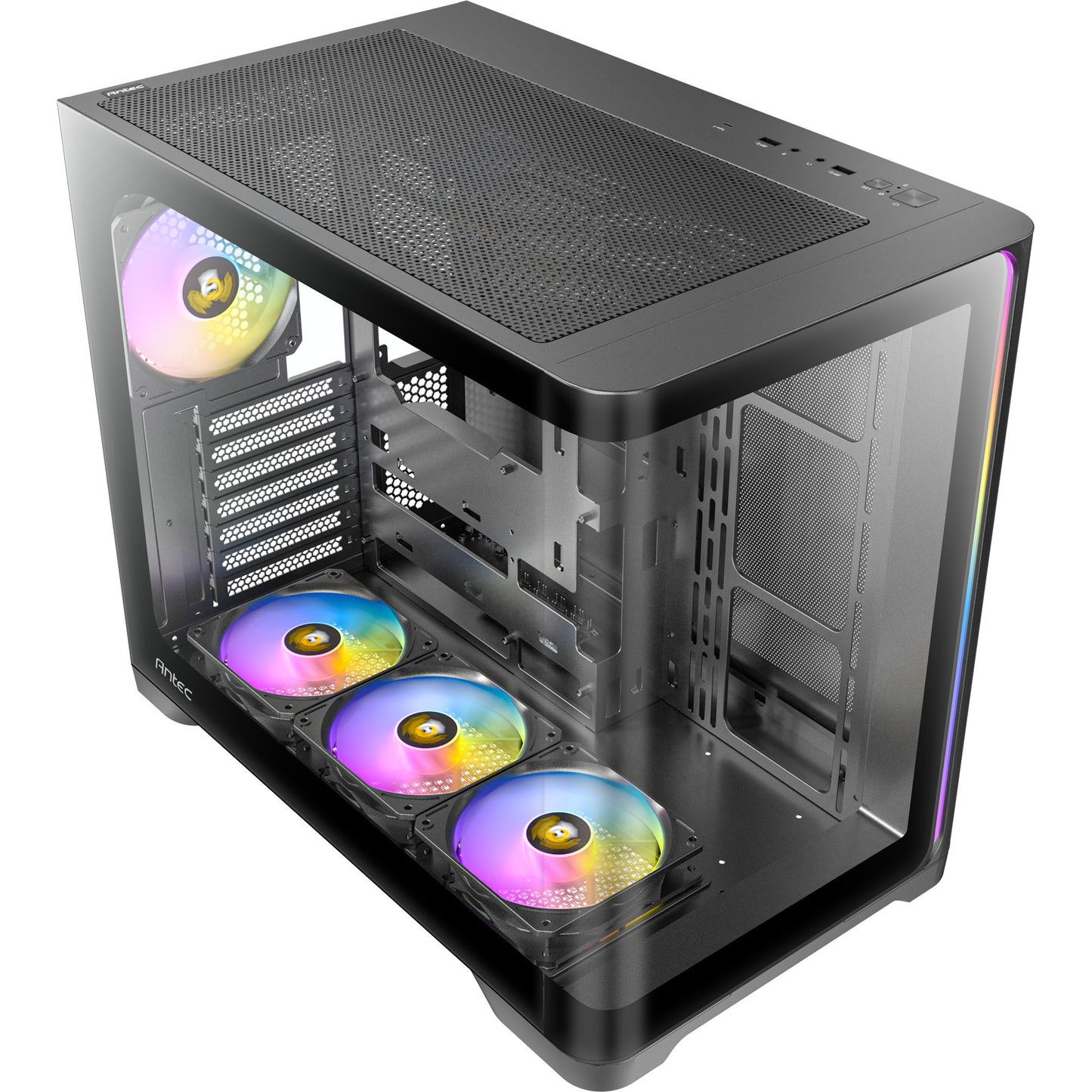 Antec c5 curve argb midi tower behuizing (zwart | 2x usb-a | 1x usb-c | tempered glass)