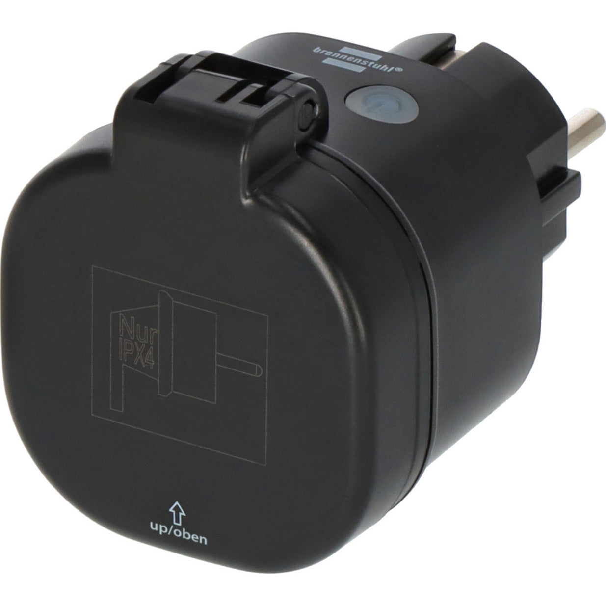 Brennenstuhl connect smart plug wa 3600 xs03 voor buiten ip44 stekkerdoos (zwart, 2.4 ghz wifi, alexa, google, matter)