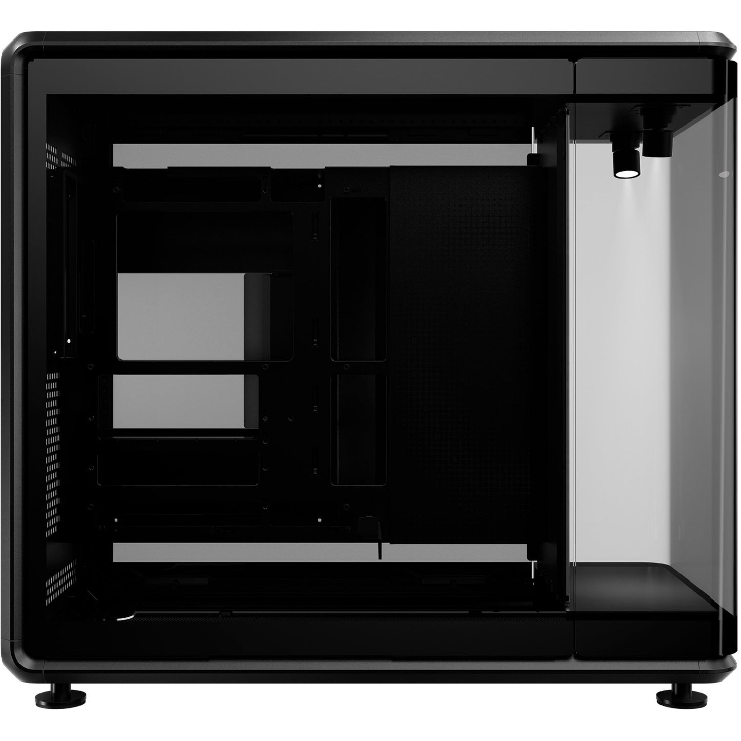 Cooler Master masterframe 360 panorama showcase behuizing (zwart | 2x usb-a | 1x usb-c | rgb | tempered glass)