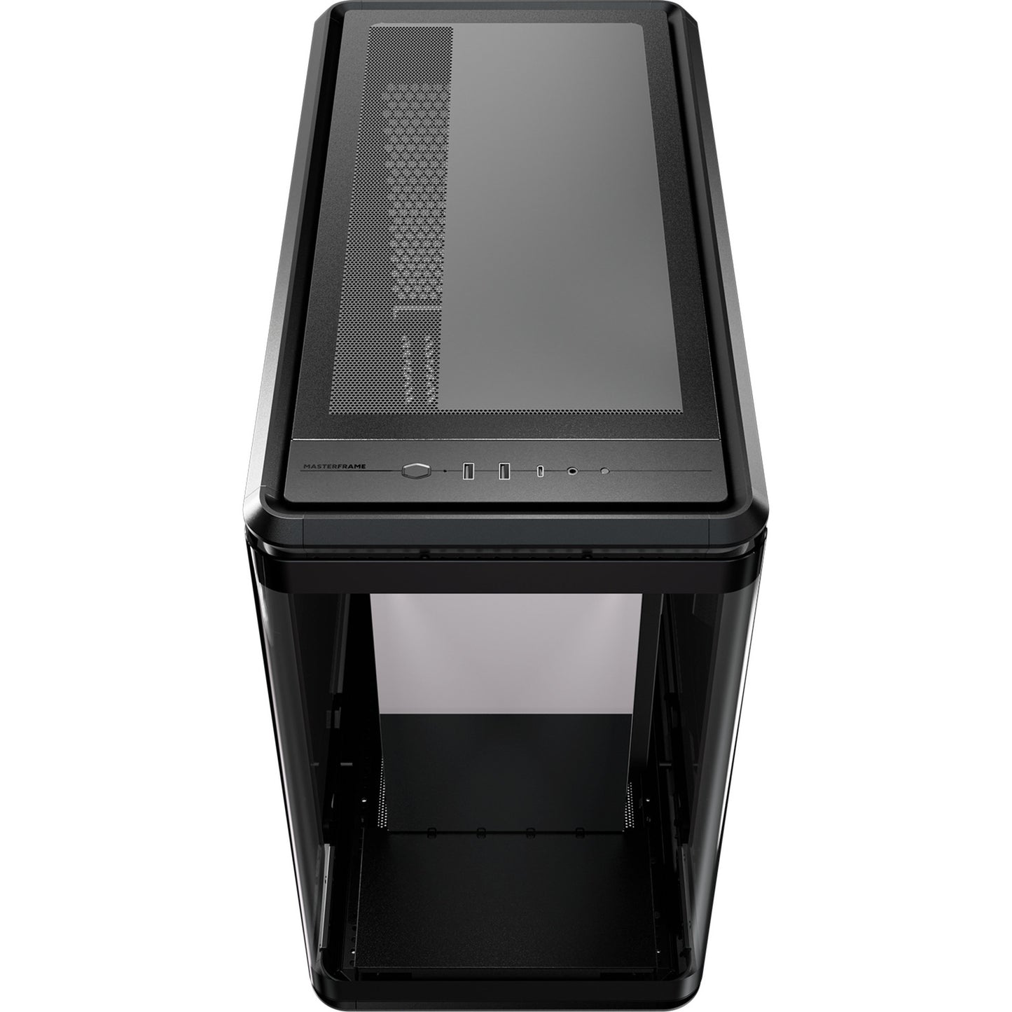 Cooler Master masterframe 360 panorama showcase behuizing (zwart | 2x usb-a | 1x usb-c | rgb | tempered glass)