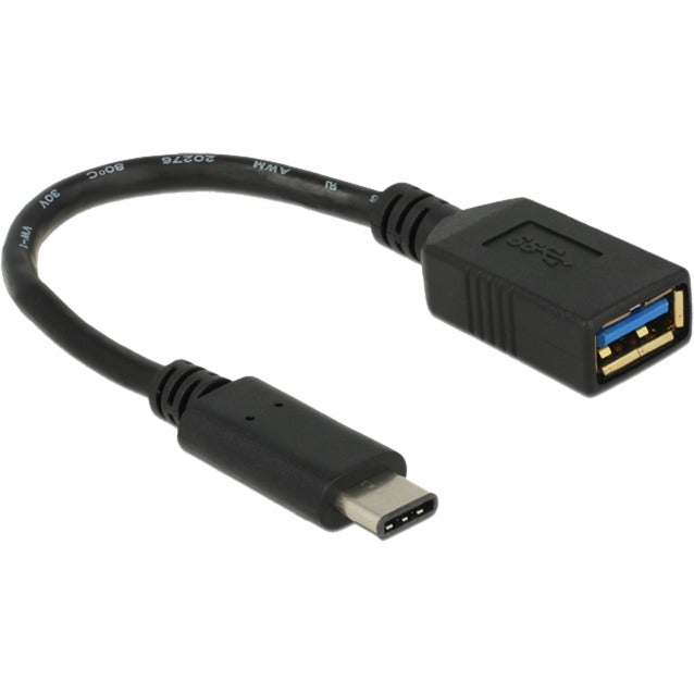 DeLOCK superspeed usb-c 3.1, gen 1 male > usb-a female adapter (zwart, 0,15 meter)