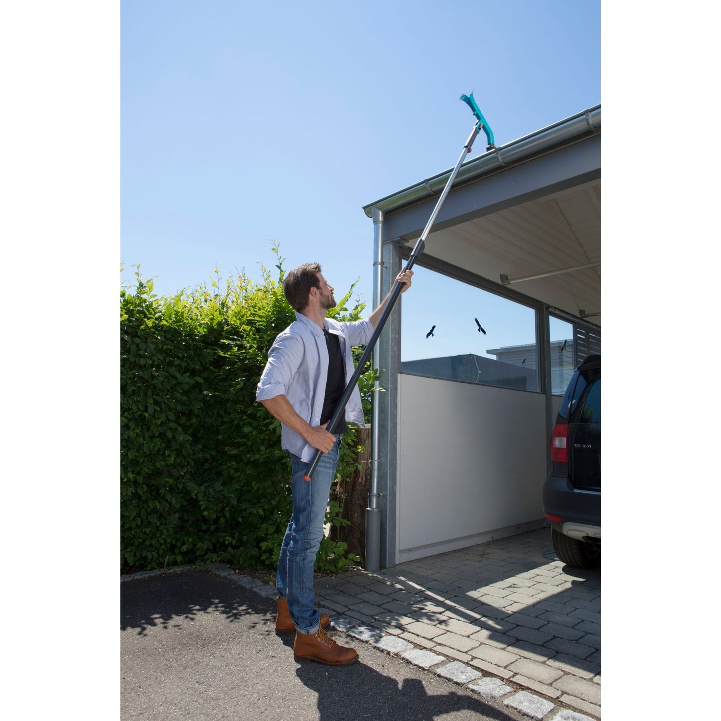 GARDENA combisystem gootreiniger gehoekte bezem (turquoise zwart, 3651-20)