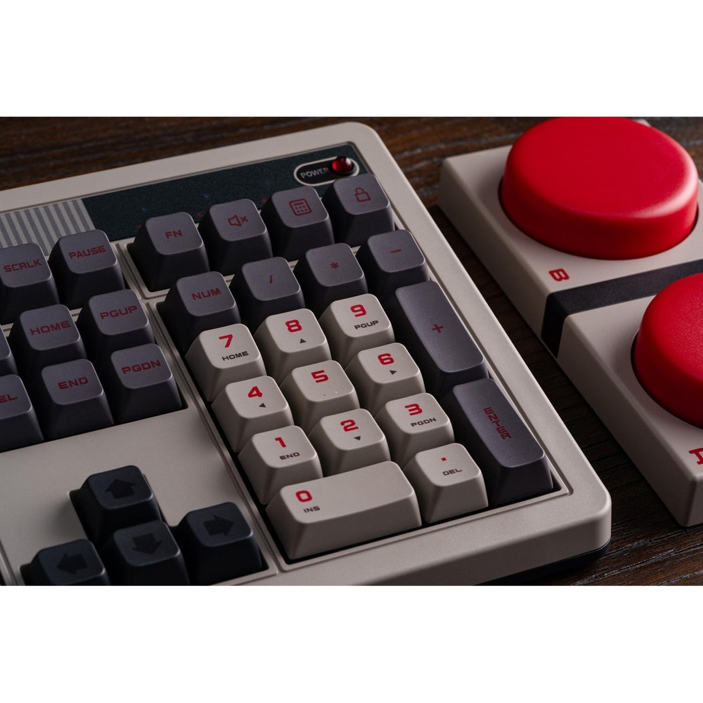 8BitDo retro mechanical keyboard n edition (grijs, us lay-out (qwerty), kailh box white, 100%, bluetooth low energy, wireless 2.4g, usb)