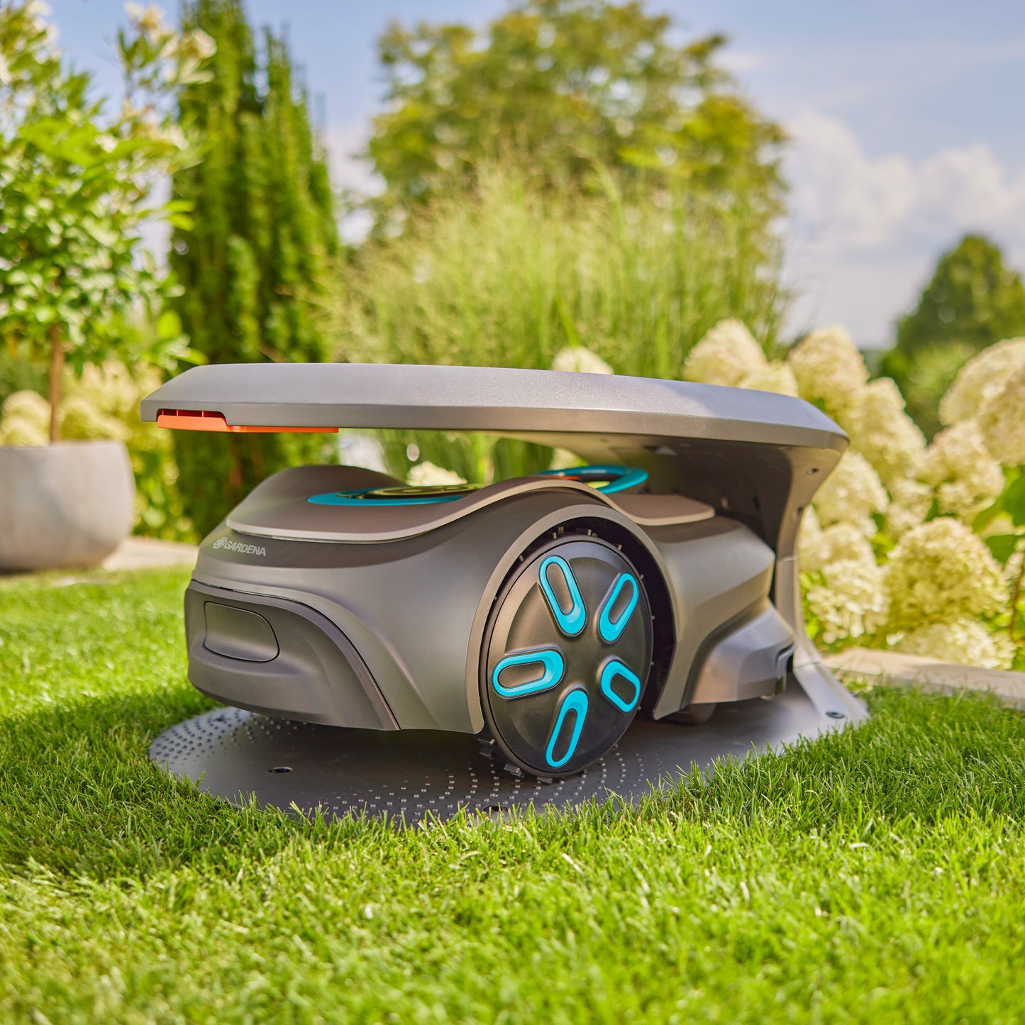 GARDENA sileno robotmaaiergarage voor sileno pro max free afdak (grijs oranje)