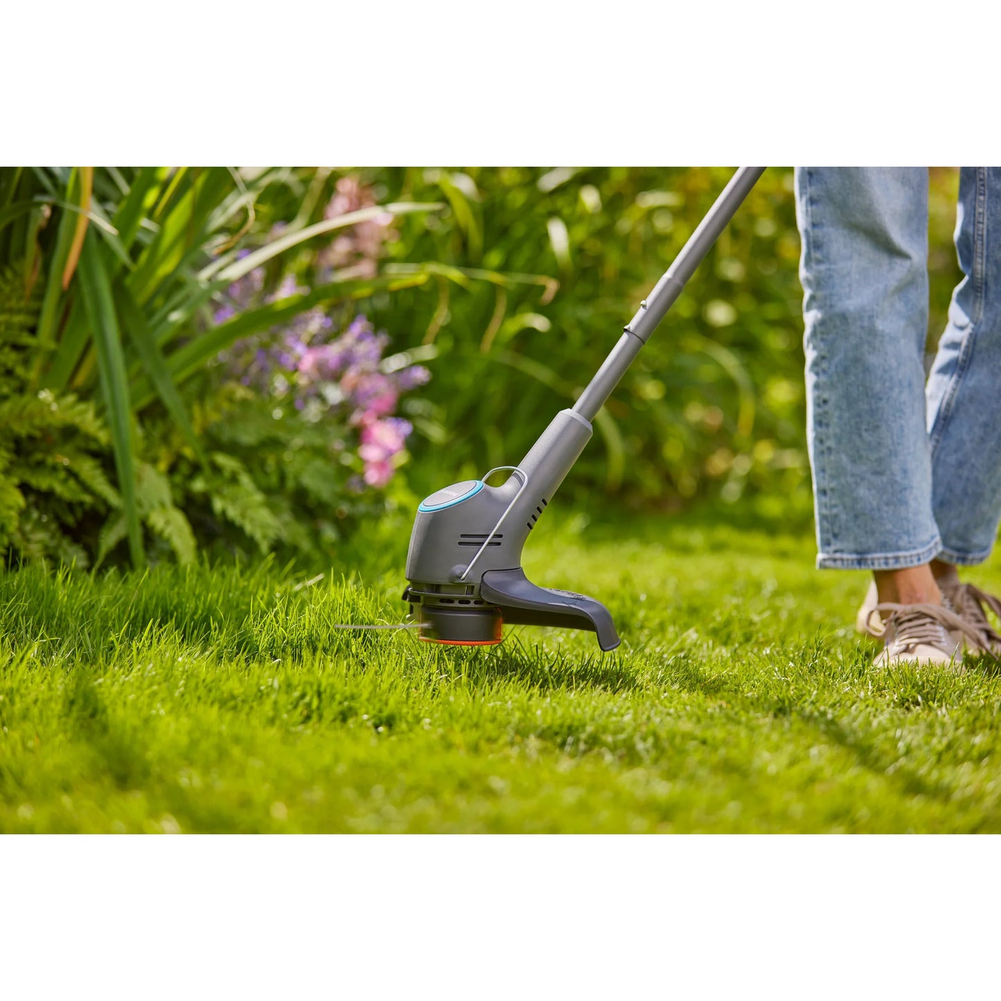 GARDENA gazontrimmer easytrim 25 18v grastrimmer (grijs turquoise, accu en oplader niet inbegrepen)