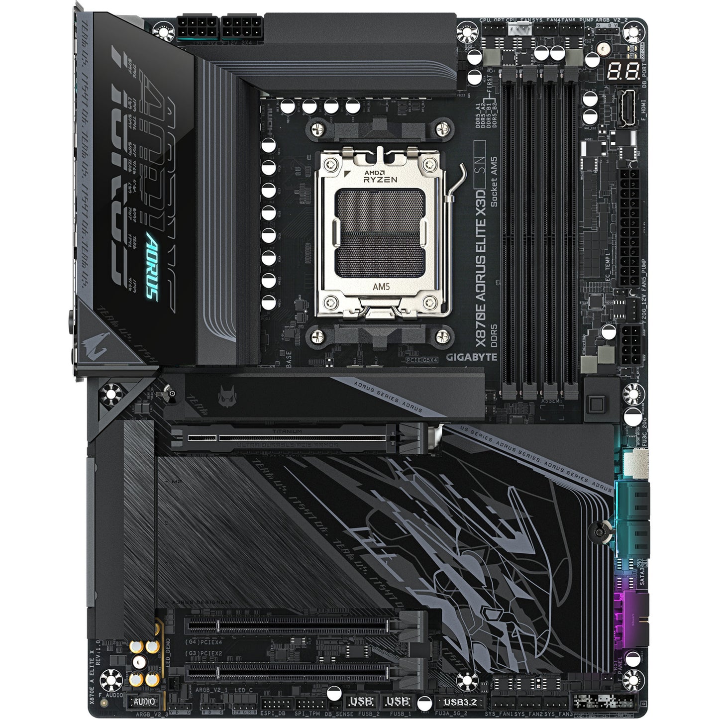 GIGABYTE x870e aorus elite x3d socket am5 moederbord (zwart, raid, 5gb-lan, wi-fi 7, bt, sound, atx)