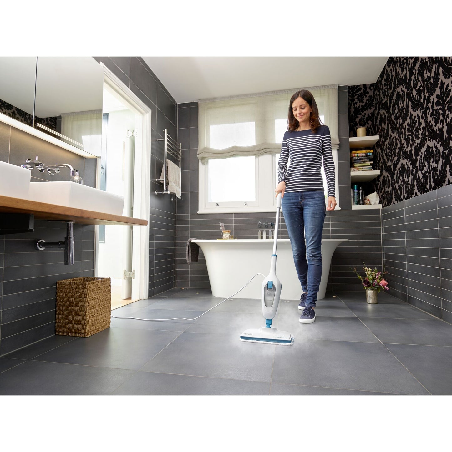 BLACK+DECKER fsmh13e10-qs 1300w 10-in-1 steam-mop met accessoires stoomreiniger (wit)