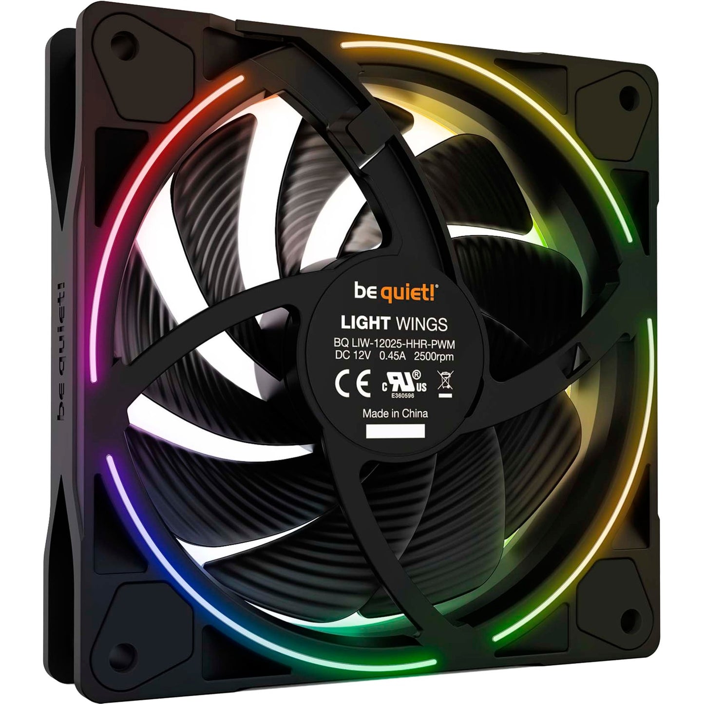 Be Quiet! light wings pwm high-speed rgb case fan (zwart, 120 x 120 x 25 mm)