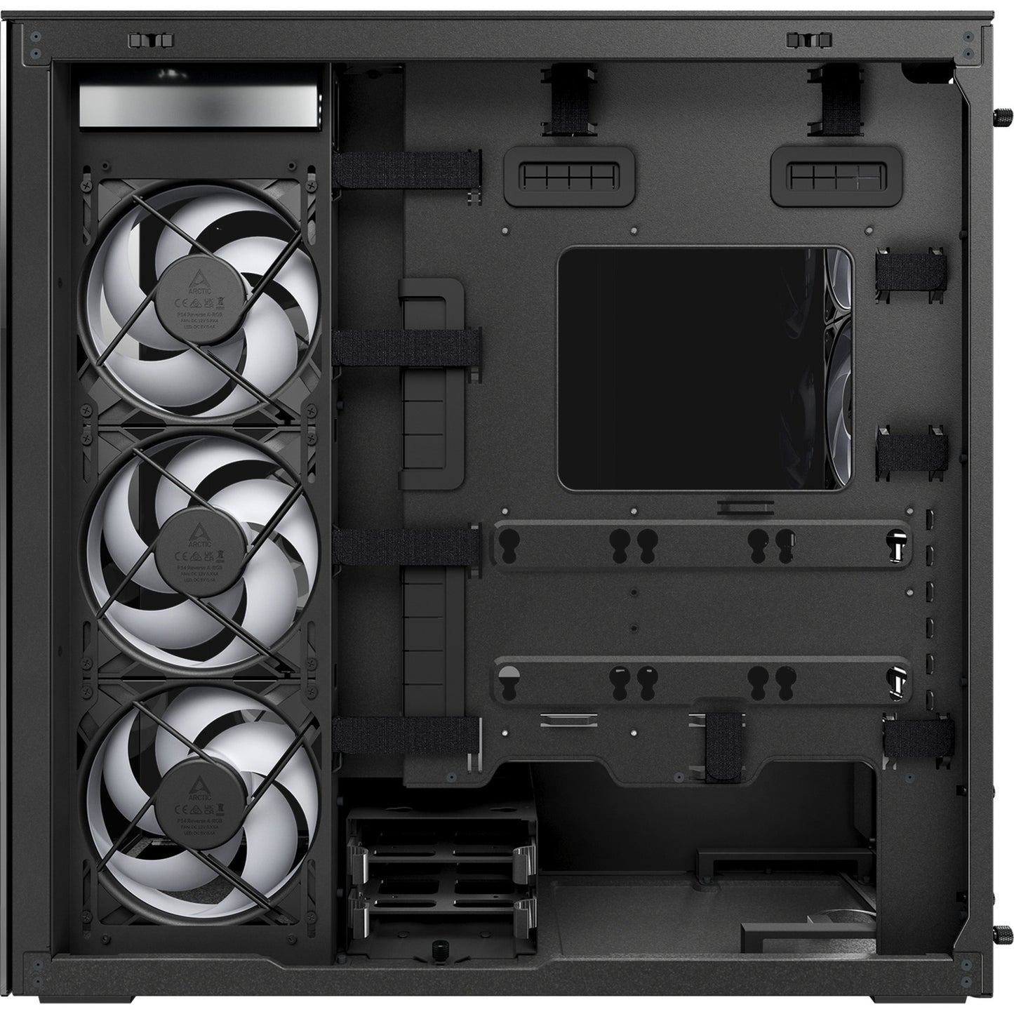 ARCTIC xtender midi tower behuizing (zwart (mat) | 2x usb-a | 1x usb-c | rgb | tempered glass)