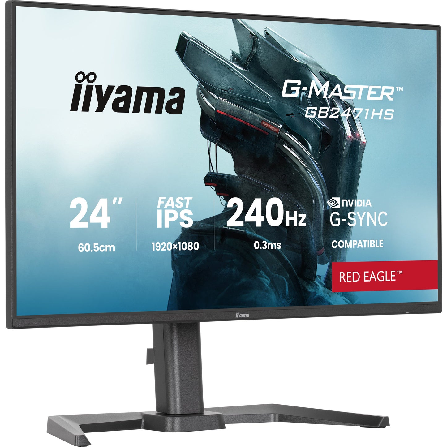 Iiyama g-master red eagle gb2471hs-b1 23.8 gaming monitor (zwart, 2x hdmi, displayport, 240 hz)