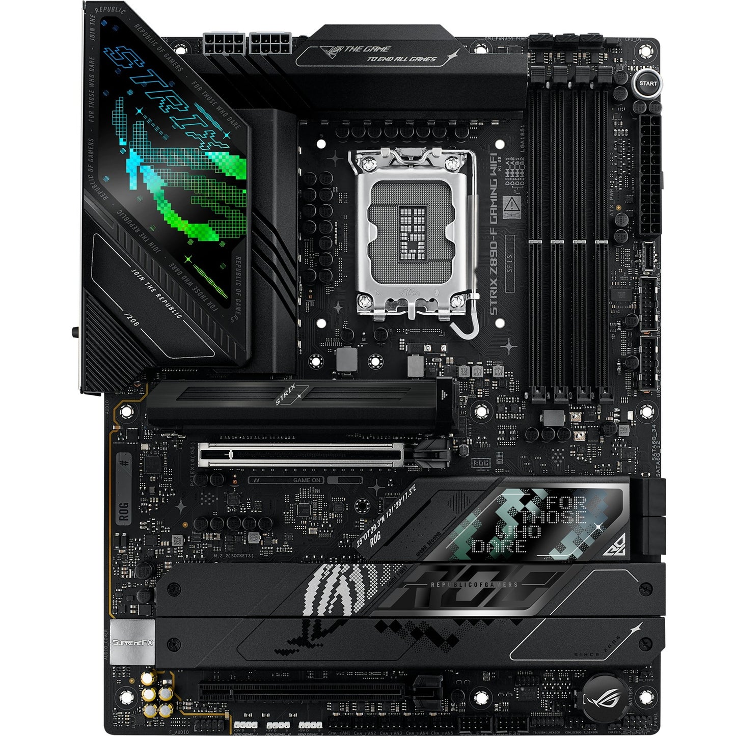 ASUS rog strix z890-f gaming wifi socket 1851 moederbord (zwart, raid, 2.5gb-lan, wi-fi 7, bt, sound, atx)