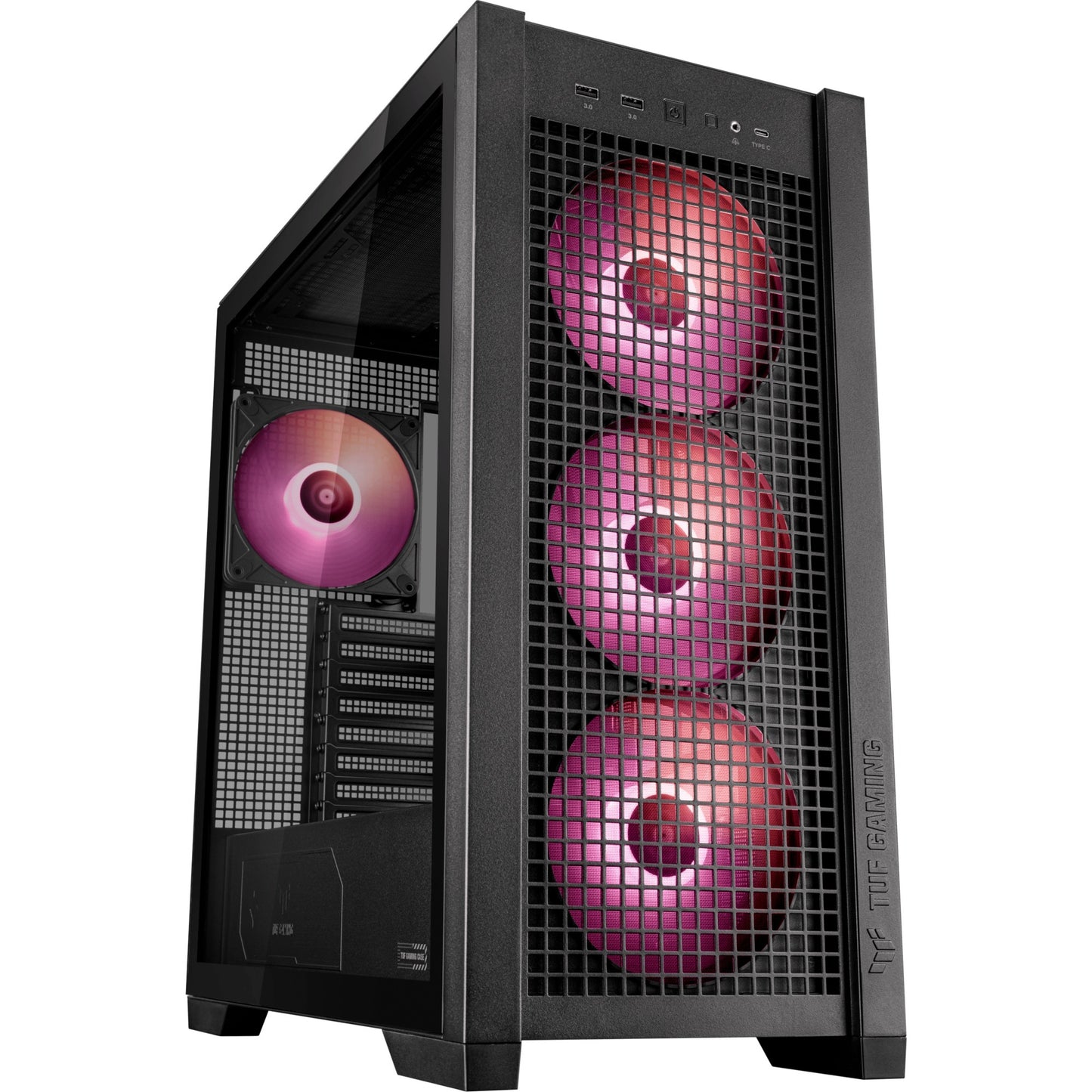 ASUS tuf gaming gt302 argb midi tower behuizing (zwart | 2x usb-a | 1x usb-c | rgb | tempered glass)