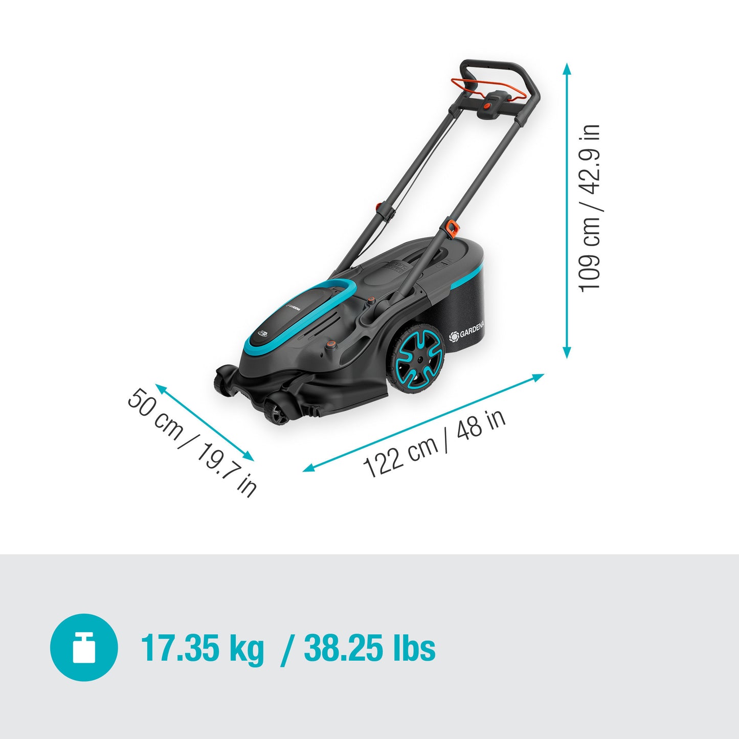 GARDENA grasmaaier powermax duo 46 36v (zwart grijs, 2x accu en lader inbegrepen)