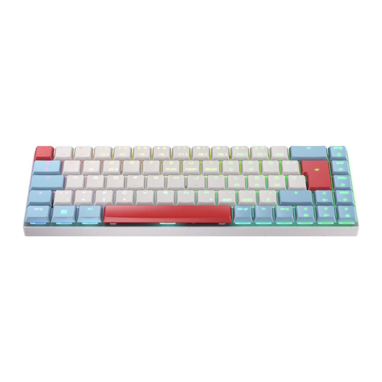 CHERRY mx-lp 2.1 compact wireless rgb mechanisch toetsenbord (wit, us lay-out (qwerty), mx low profile speed, 65%, rgb, abs keycaps, 2.4 ghz | bluetooth 5.2 | usb-c)