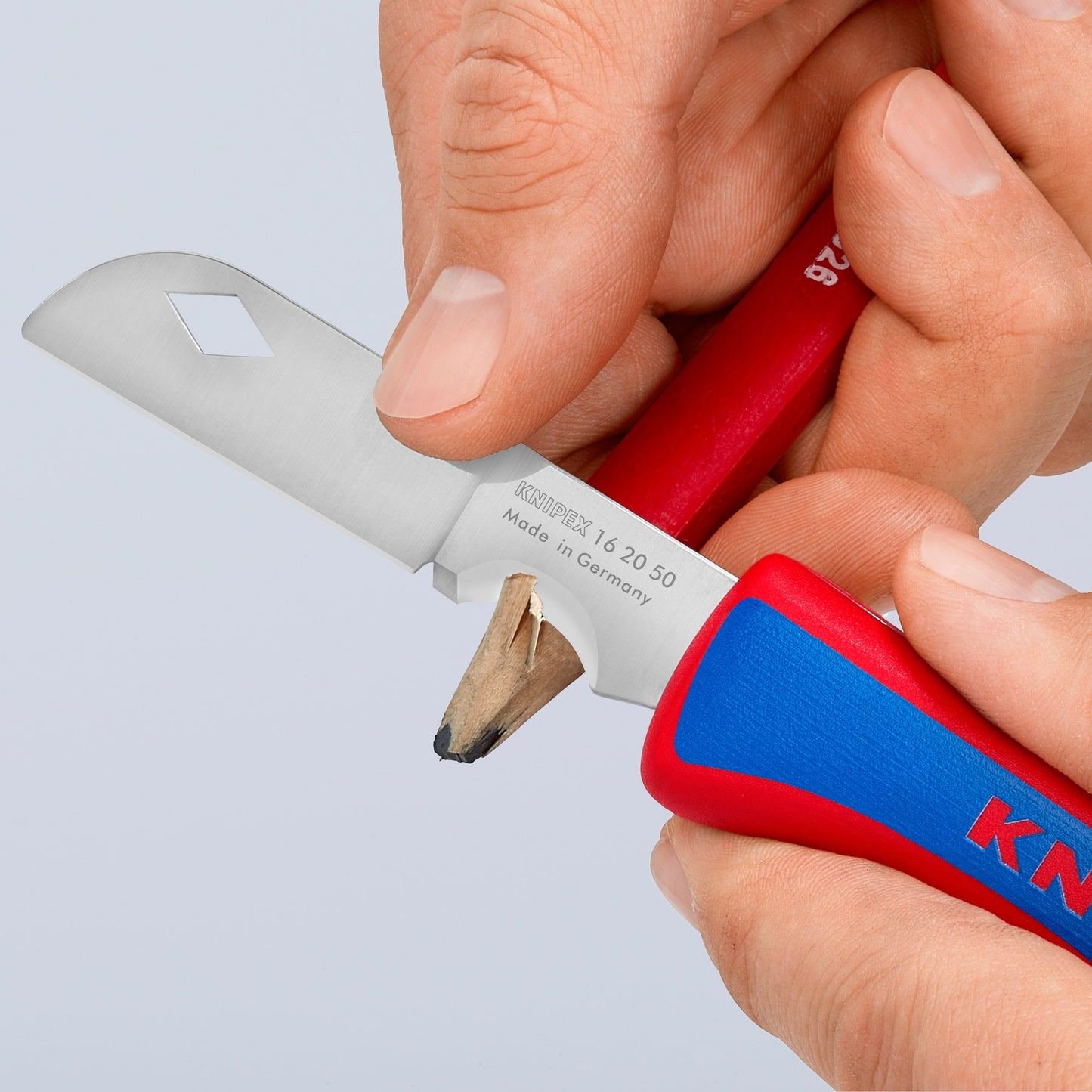 KNIPEX electriciën zakmes 16 20 50 sb (rood blauw, lengte 120mm)