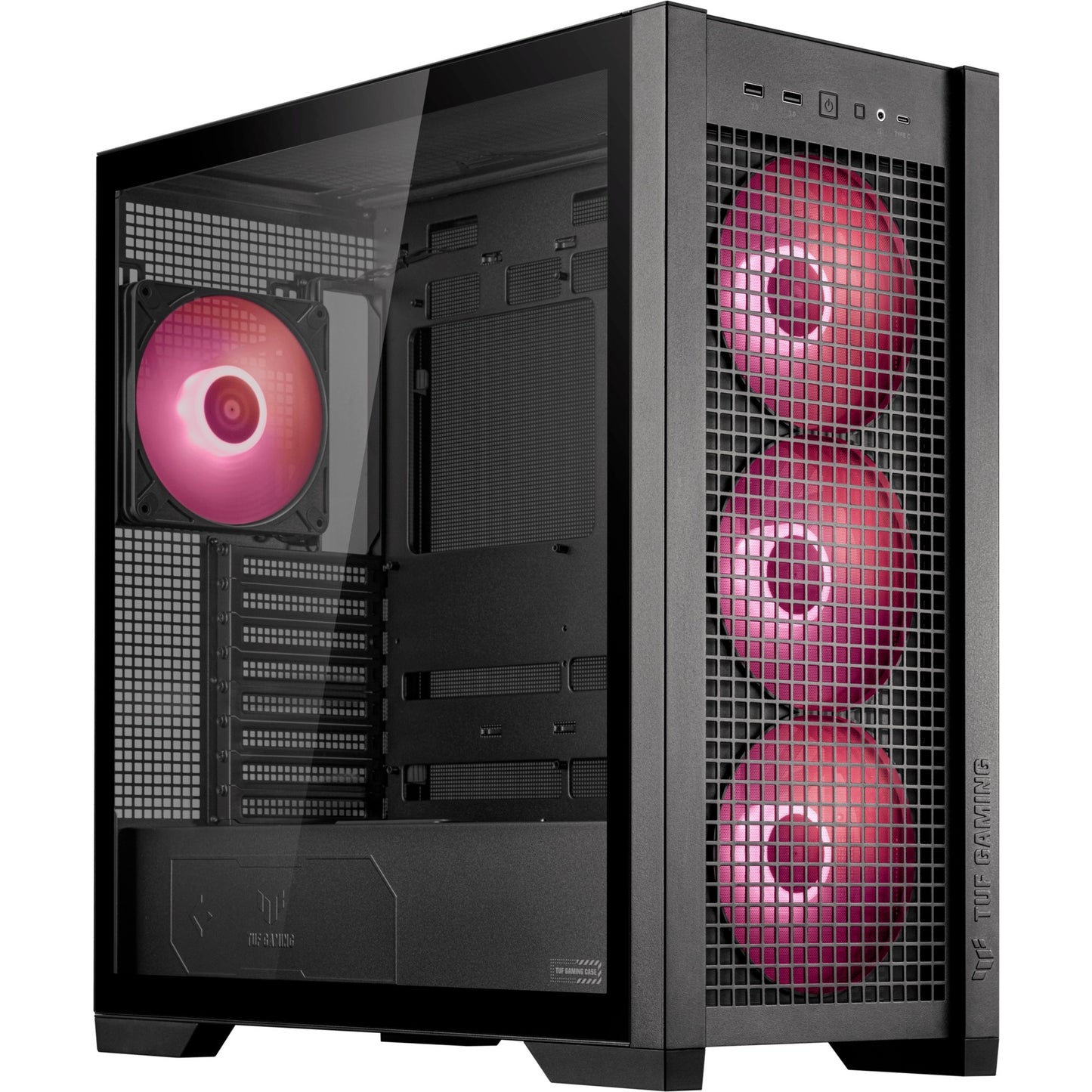 ASUS tuf gaming gt302 argb midi tower behuizing (zwart | 2x usb-a | 1x usb-c | rgb | tempered glass)