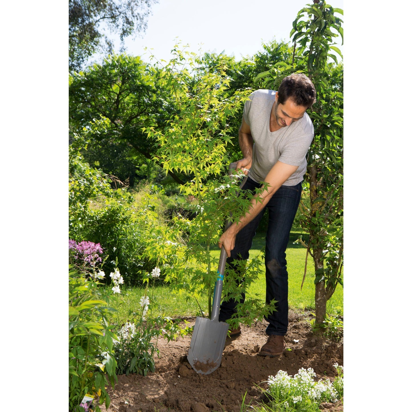 GARDENA natureline puntspade (houtkleur turquoise, 17001-20)