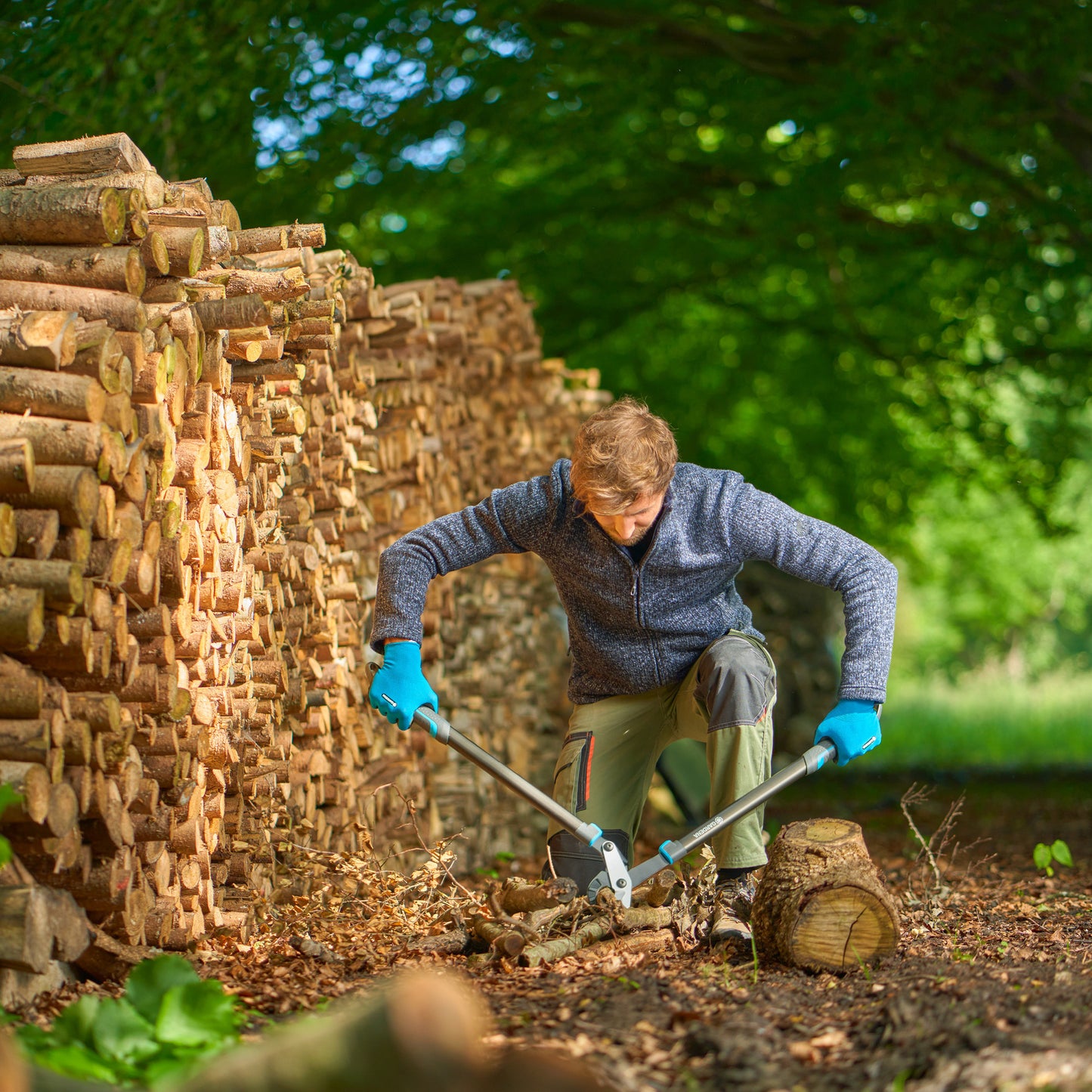 GARDENA aambeeldtakkenschaar energycut pro l, met aambeeldsnede (grijs turquoise, 75cm, voor droog hout)