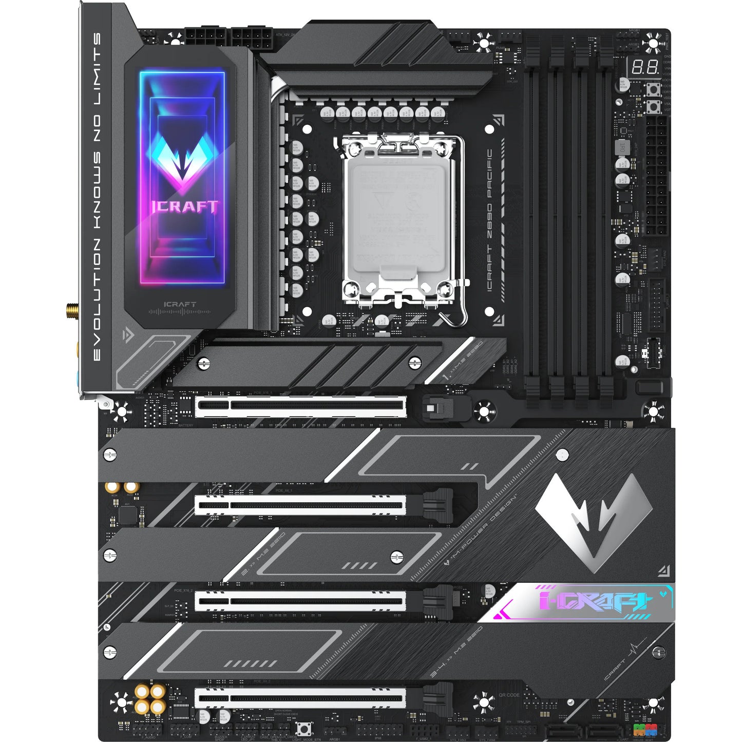 MAXSUN ms-icraft z890 pacific socket 1851 moederbord (zwart, raid, 2.5 gb-lan, wlan, bt, sound, atx)