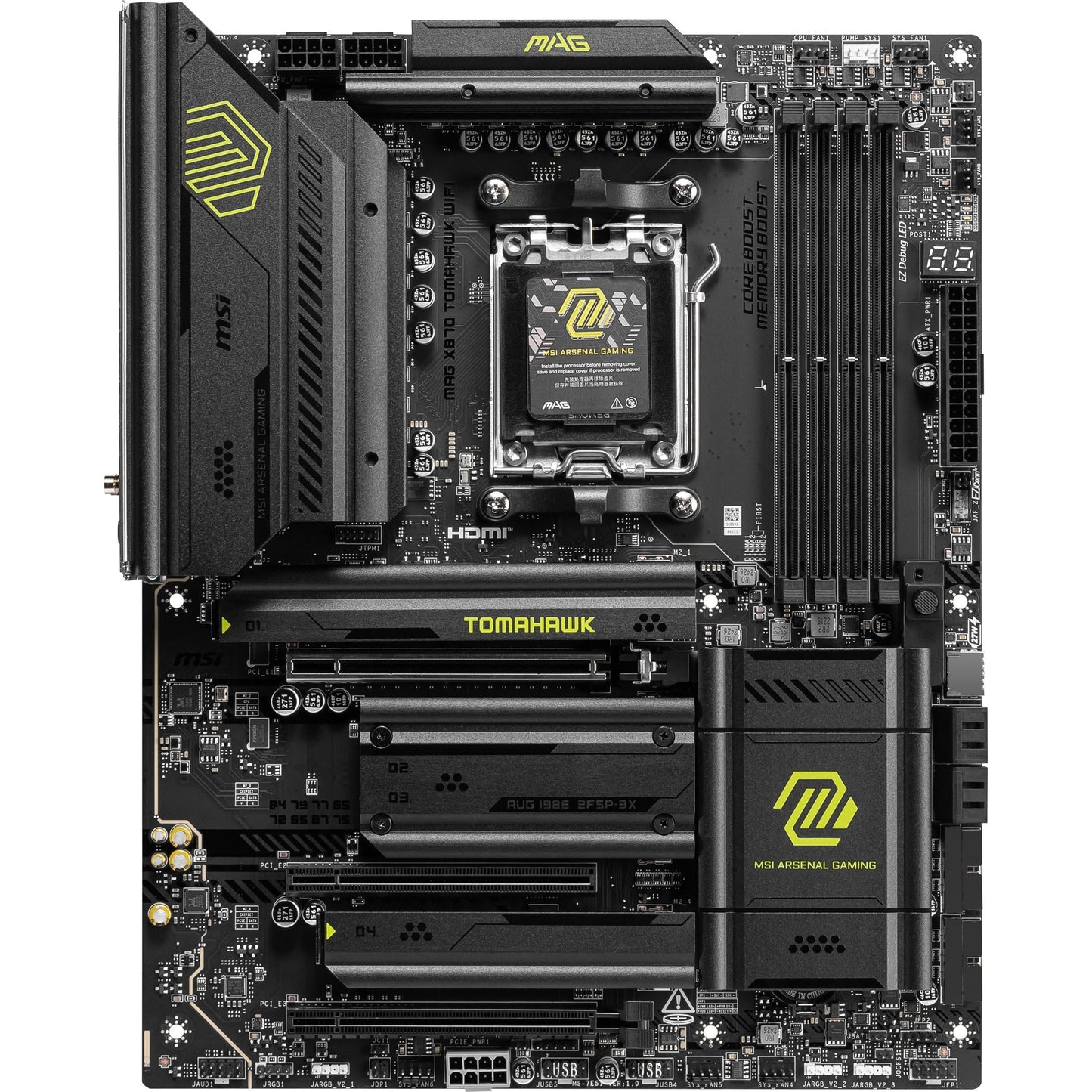 MSI mag x870 tomahawk wifi socket am5 moederbord (raid, 5 gb-lan, wlan, bt, sound, atx)