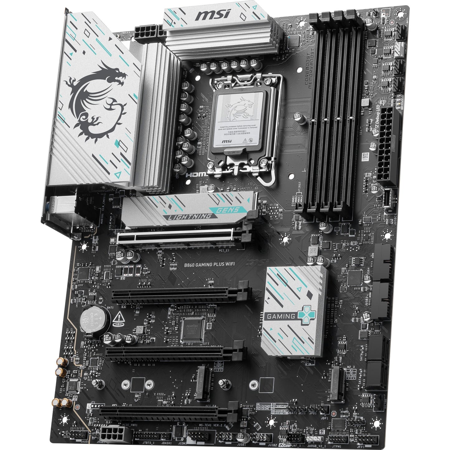 MSI b860 gaming plus wifi socket 1851 moederbord (raid, 5gb-lan, wi-fi 7, bt, sound, atx)