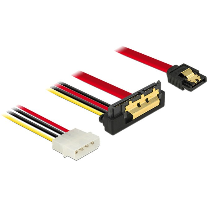 DeLOCK sata 7 pin + molex 4 pin power plug > sata 22 pin haaks adapter (zwart rood)