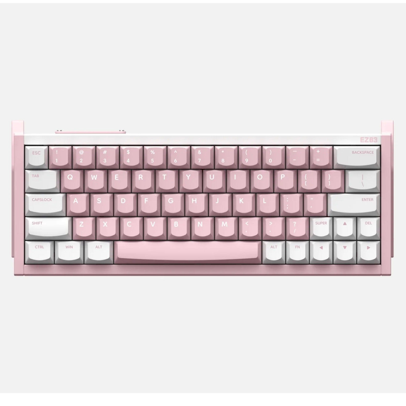Iqunix EZ63 Pink Magnetic Switch Gaming HE Keyboard (Wit, US lay-out (QWERTY), Gateron Jade Pro, 60%, RGB, Double Shot PBT Keycaps)