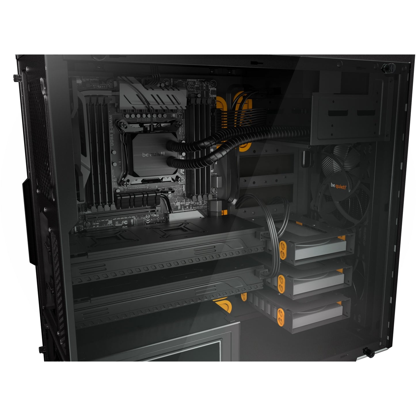 Be Quiet! pure base 600 window midi tower behuizing (zwart oranje | 2x usb-a | tempered glass)